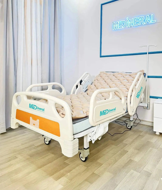 full abs 2 motorlu hasta karyolasi ve baklava tipi havali yatak seti