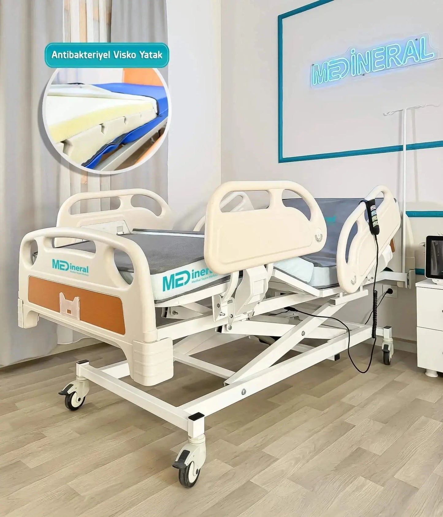 3 motorlu asansorlu full abs karyola ve 15 cm visko yatak seti