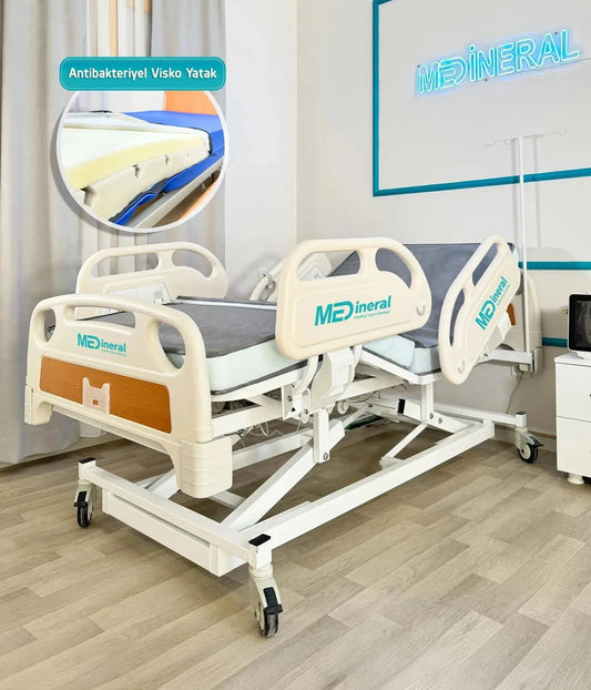 4 motorlu asansorlu full abs karyola ve 15 cm antibakteriyel visko yatak seti