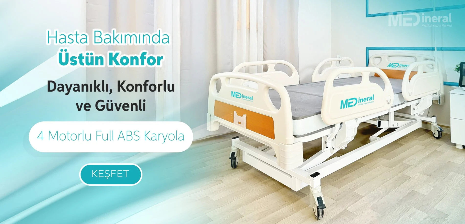Medineral 4 Motorlu Full ABS Karyola Hasta Bakım Yatağı