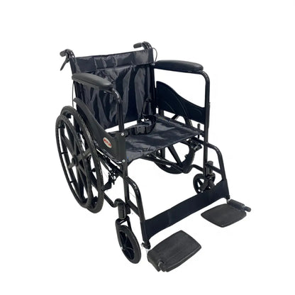 Poylin P100S ekonomik tekerlekli sandalye, çelik şase ve kumaş döşeme