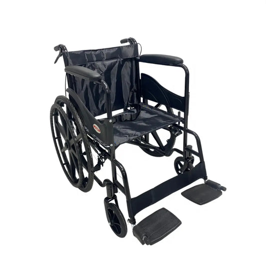 Poylin P100S ekonomik tekerlekli sandalye, çelik şase ve kumaş döşeme